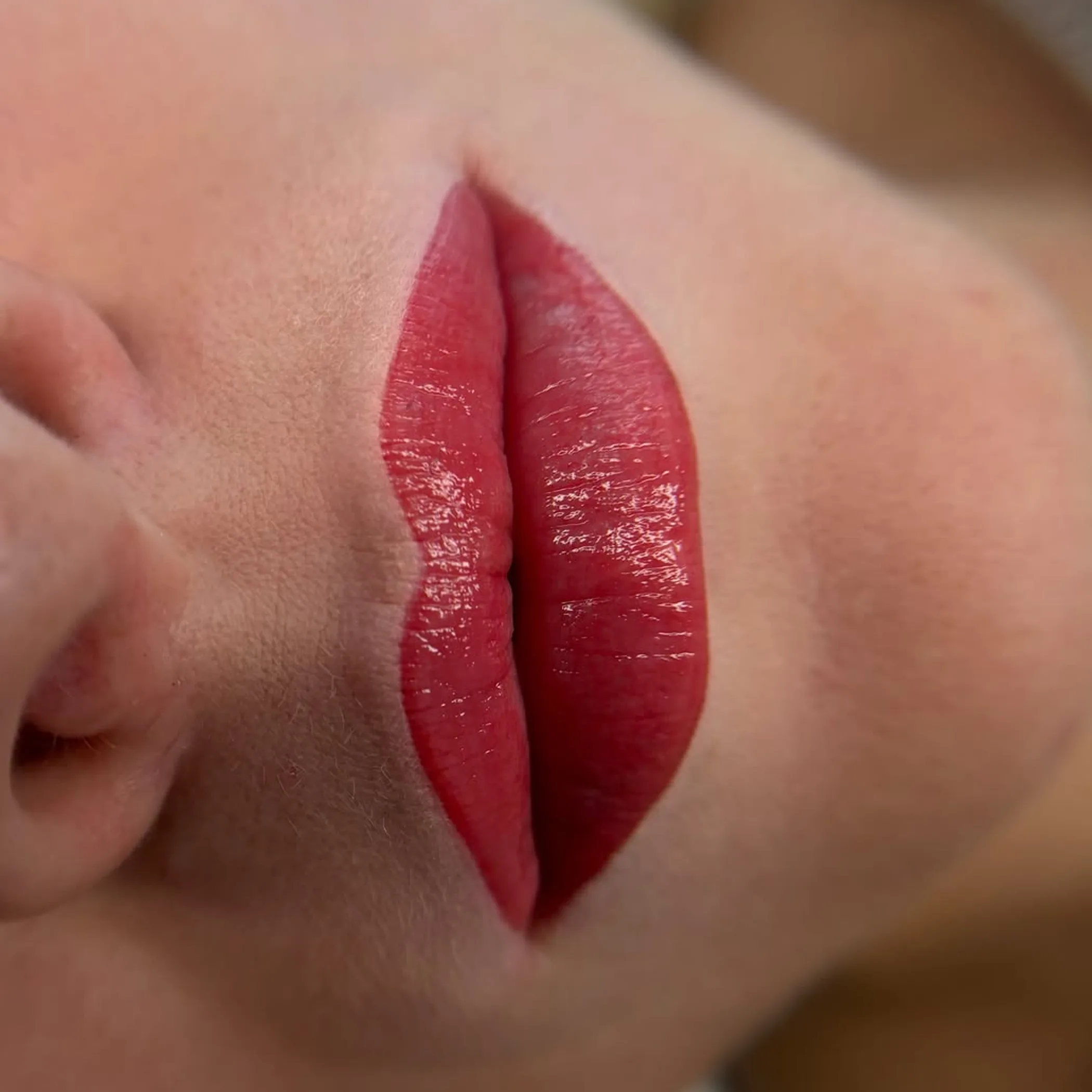 permanent makeup lips close-up