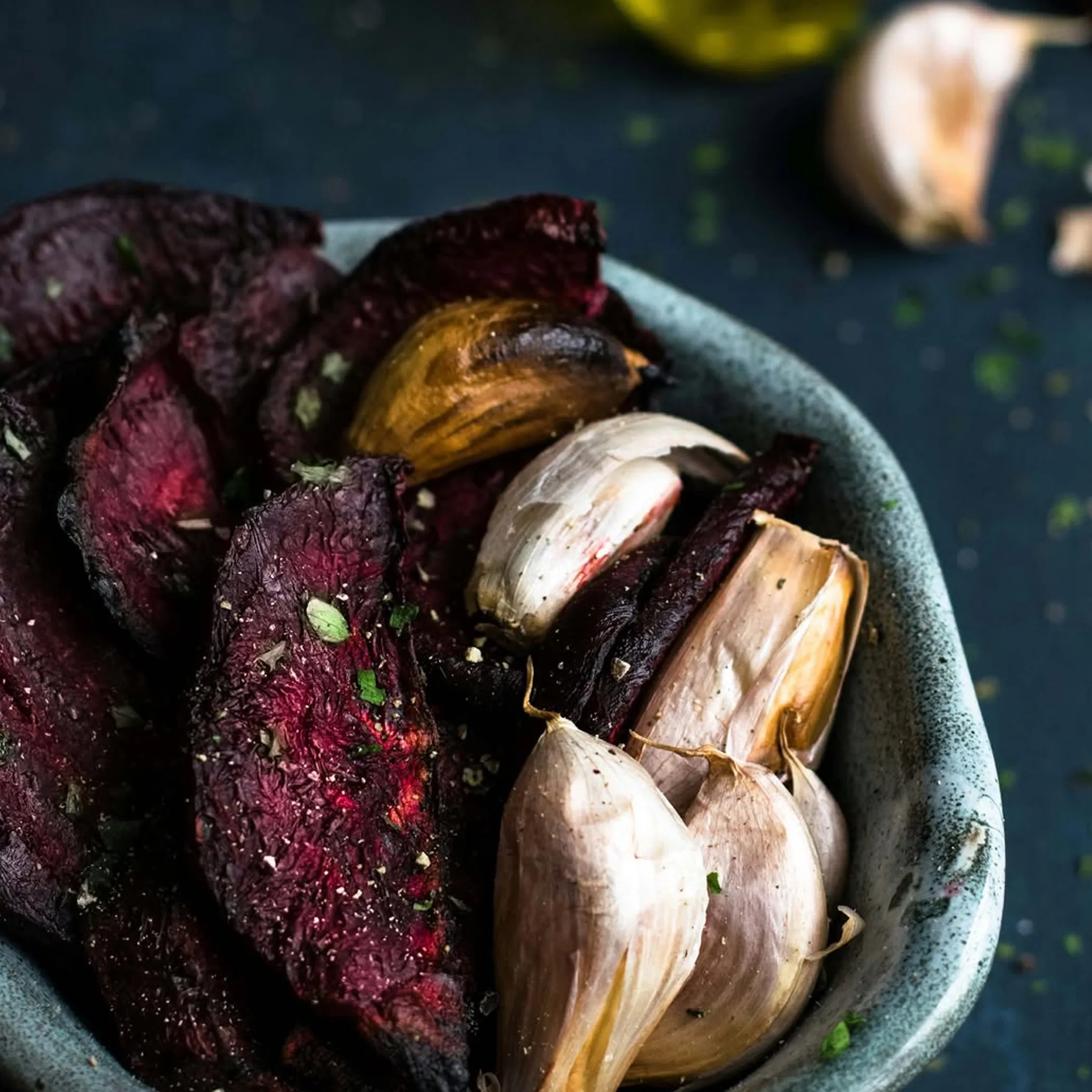 roasted beetroot on display